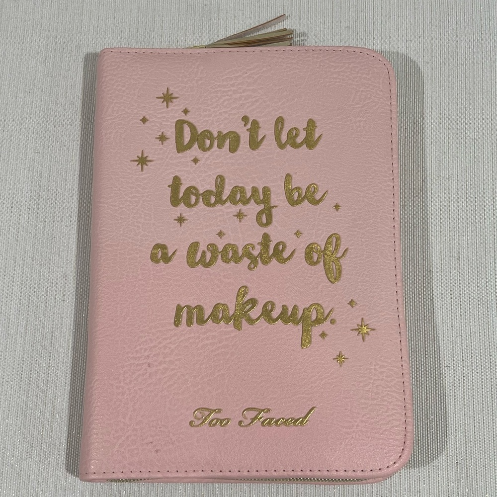 New Too Faced Pink Leatherette Journal Agenda Accessories Zip Around Cover Case